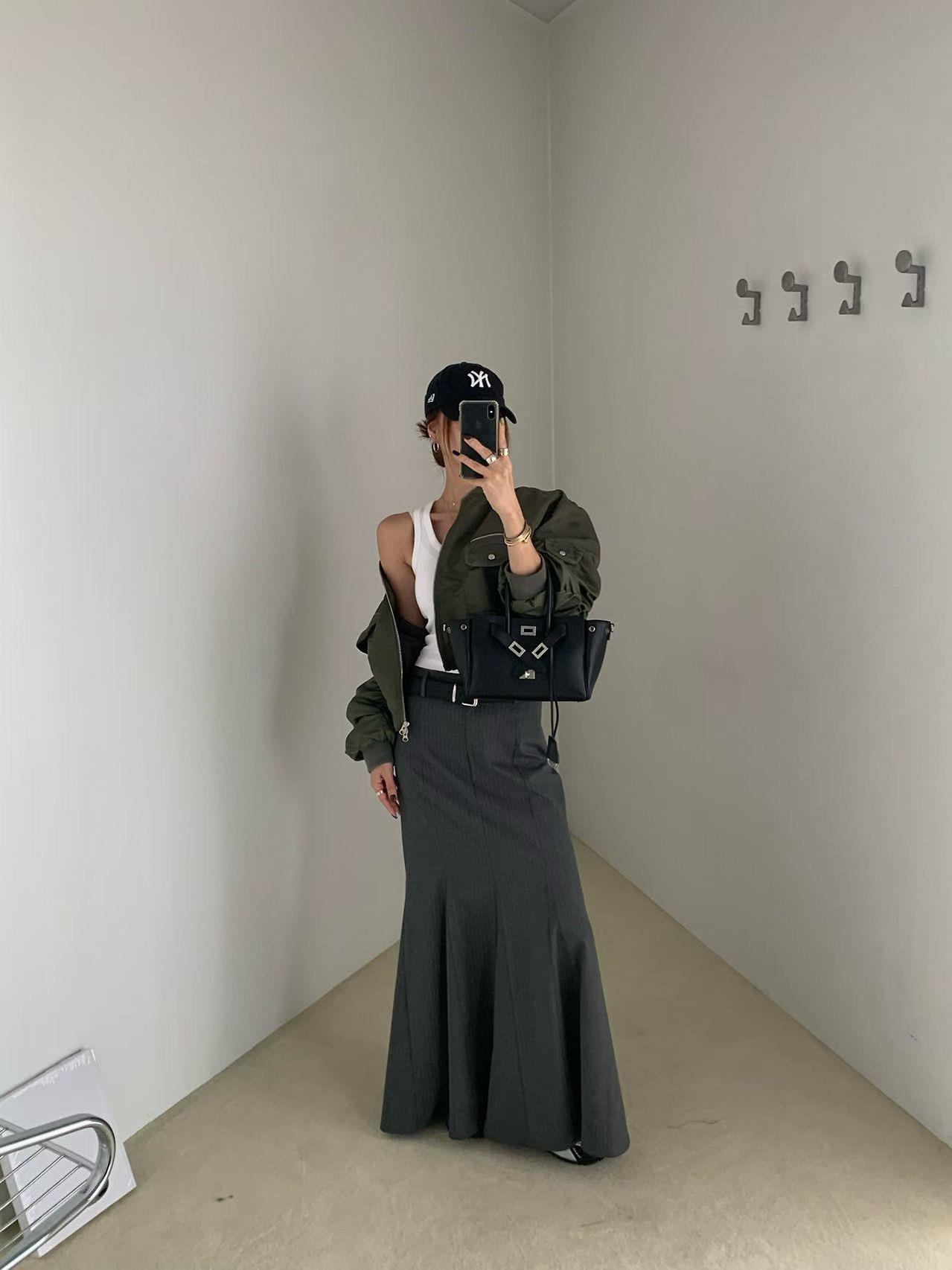 直條紋西裝魚尾裙